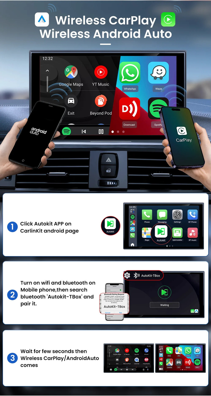 Multi Media Cpc200 Tbox 8G 128Gb Up To 512Gb Android 13 SM6625 Wireless Carplay Dongle Youtube Netflix Ai Tv Box