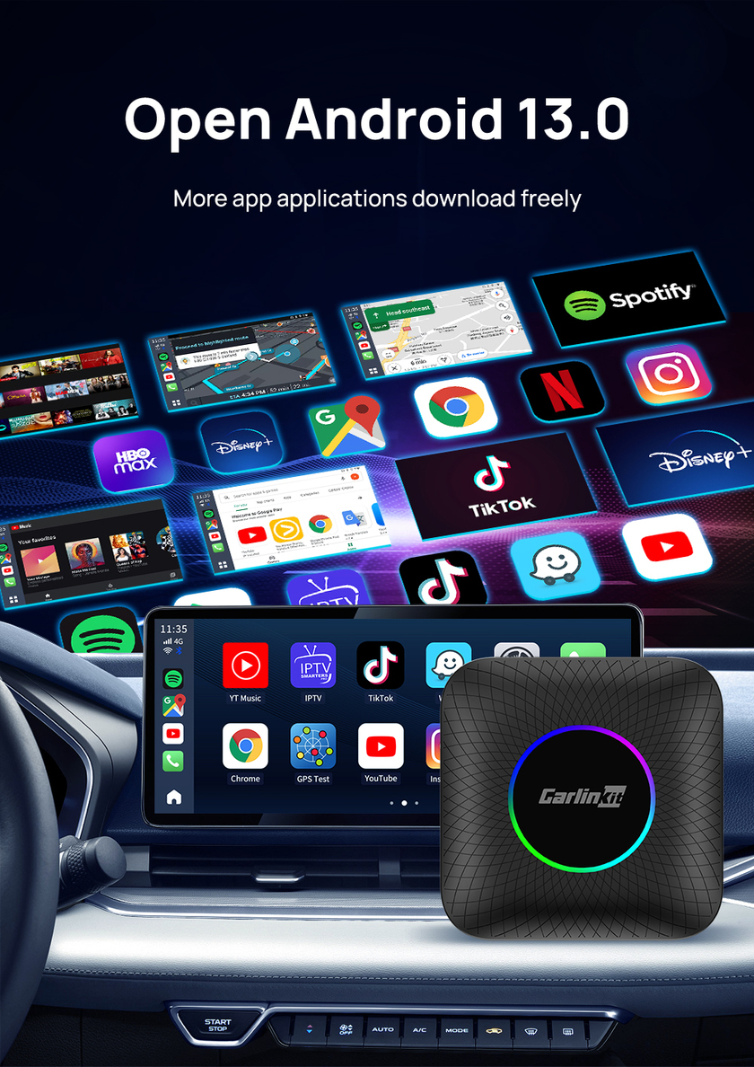 Multi Media Cpc200 Tbox Ambient Usb Adapter 8G 128Gb Up To 512Gb Android 13 SDM660 Wireless Carplay Ai Tv Box Dongle Youtube Netflix