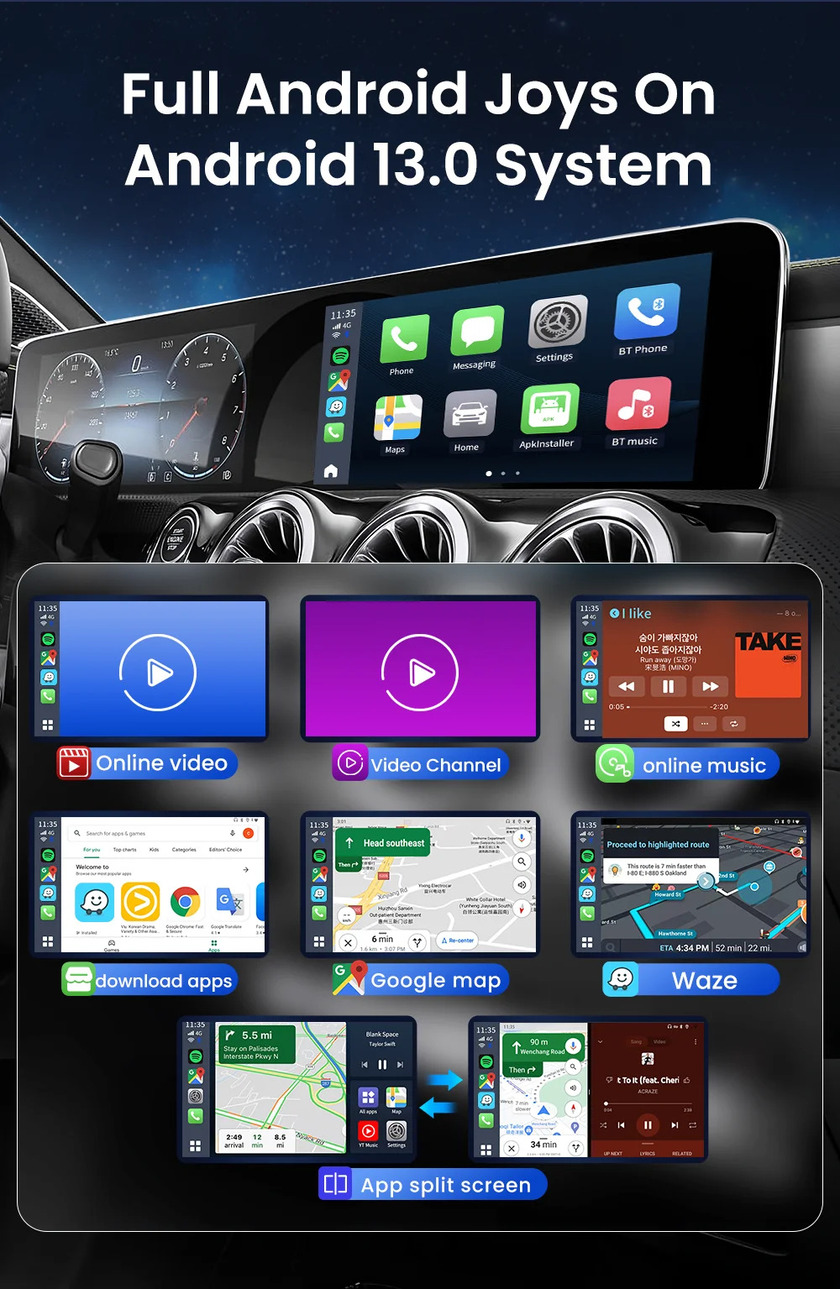 Multi Media New Cpc200 Tbox Ambient Usb 128 Gb Sim Tf Card Slot Wireless Mouse Remote Control Car Play Box Carplay Ai Android 13