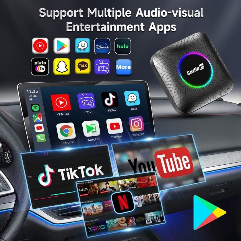 MultiMedia CPC200-Tbox Ambient USB Ai Box Wireless Carplay Android 13.0 Adapter SDM660 Compatible 2016-2022