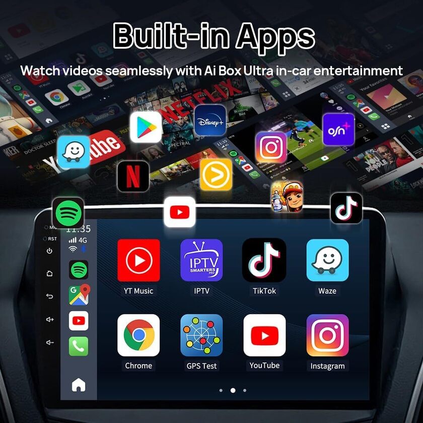 Multi Media Cpc200 Tbox Ambient 128Gb Wireless Car Play Adapter Box Youtube Carplay Netflix Carlinkit Ai Smart Magicbox