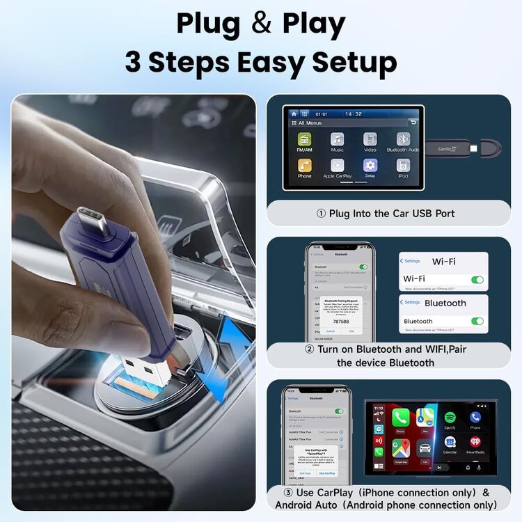 Mini SE Pro Wired to Wireless Car Play Android Auto 2 In 1 Adapter USB Type C Dongle Ai Box