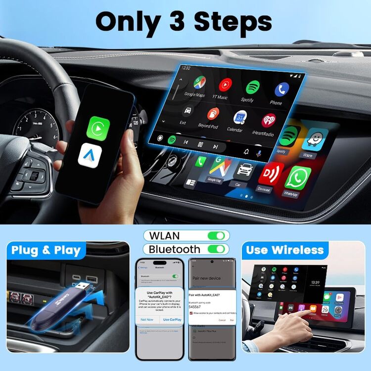 Wired To Wireless Android Auto And Carplay Adapter Mini SE Pro Automatic Connection Dongle