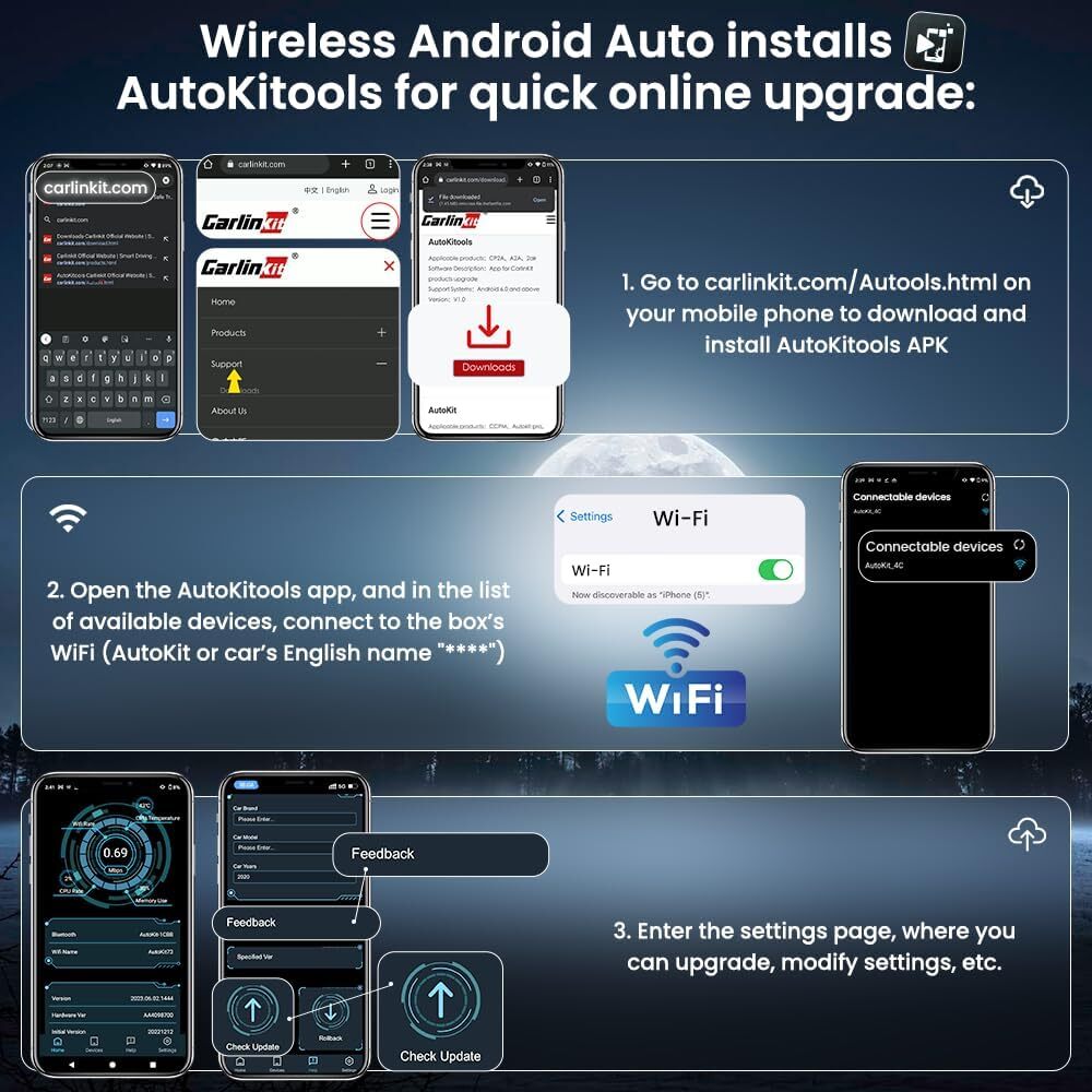 Wired To Wireless Carplay And Android Auto Dongle 2Air Car Smart Box Navigation Google Play Wifi BT Dongle