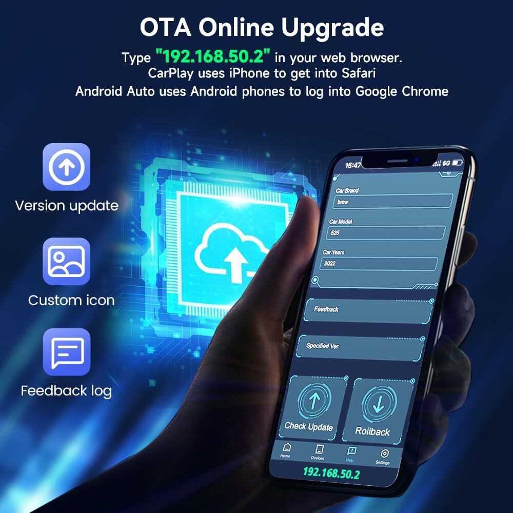 Car Wired To Wireless Carplay Android Auto 2 In 1 Adapter CPC200-2air Plug And Play Design