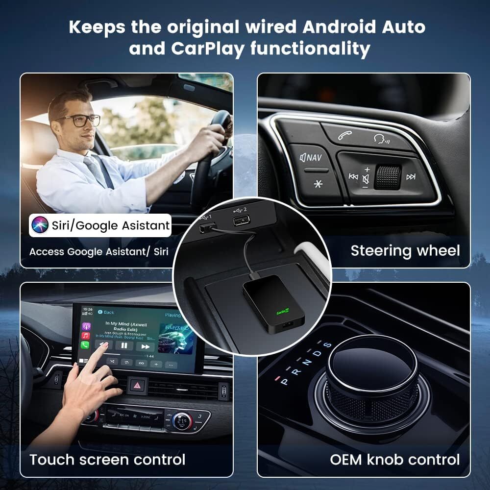 Original Carlinkit 5.0 2 In 1 Android Auto Carplay Adapter Wired To Wireless With Bluetooth WiFi Modules