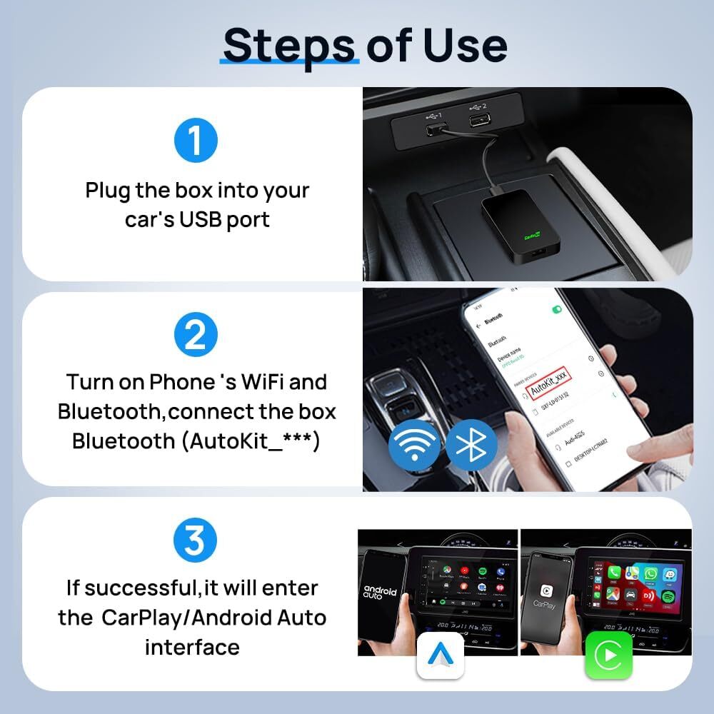 Original Carlinkit 5.0 2 In 1 Android Auto Carplay Adapter Wired To Wireless With Bluetooth WiFi Modules