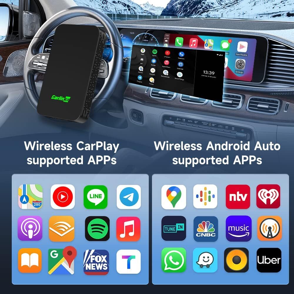 Original Carlinkit 5.0 2 In 1 Android Auto Carplay Adapter Wired To Wireless With Bluetooth WiFi Modules