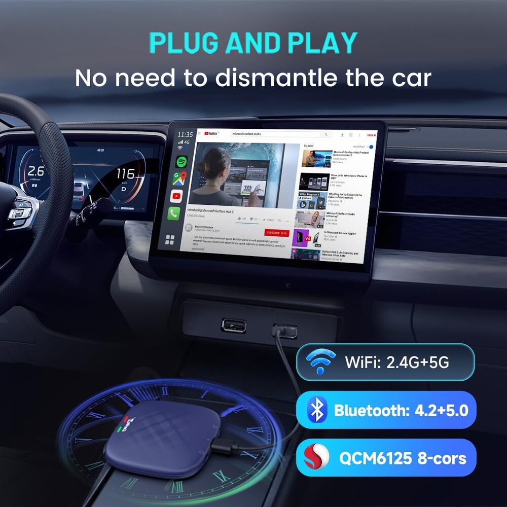 Autolink Carplay to Multi Media - Tbox Plus 4G + 64G Carplay Ai Box Android 13 System Car Play TV Box 1080p UK EU US