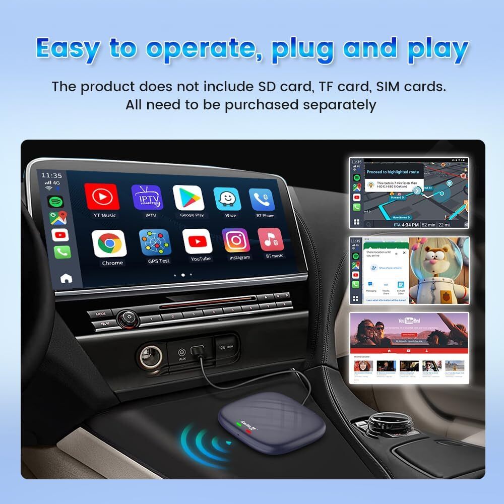 Autolink Carplay to Multi Media - Tbox Plus 4G + 64G Carplay Ai Box Android 13 System Car Play TV Box 1080p UK EU US