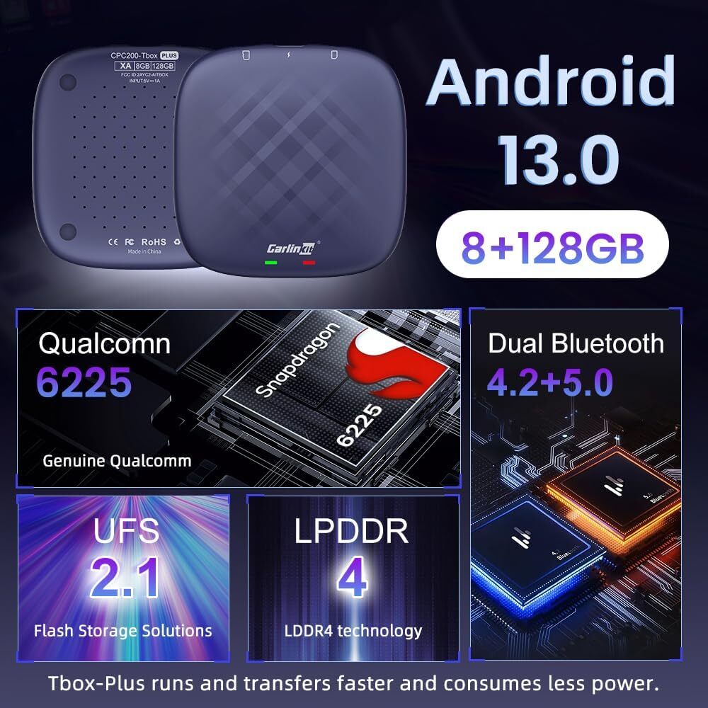 Tbox S Model 8G + 128G Carplay Ai Box Android 13 System Car Play TV Box 1080p Carplay Android Auto Wireless Adapter