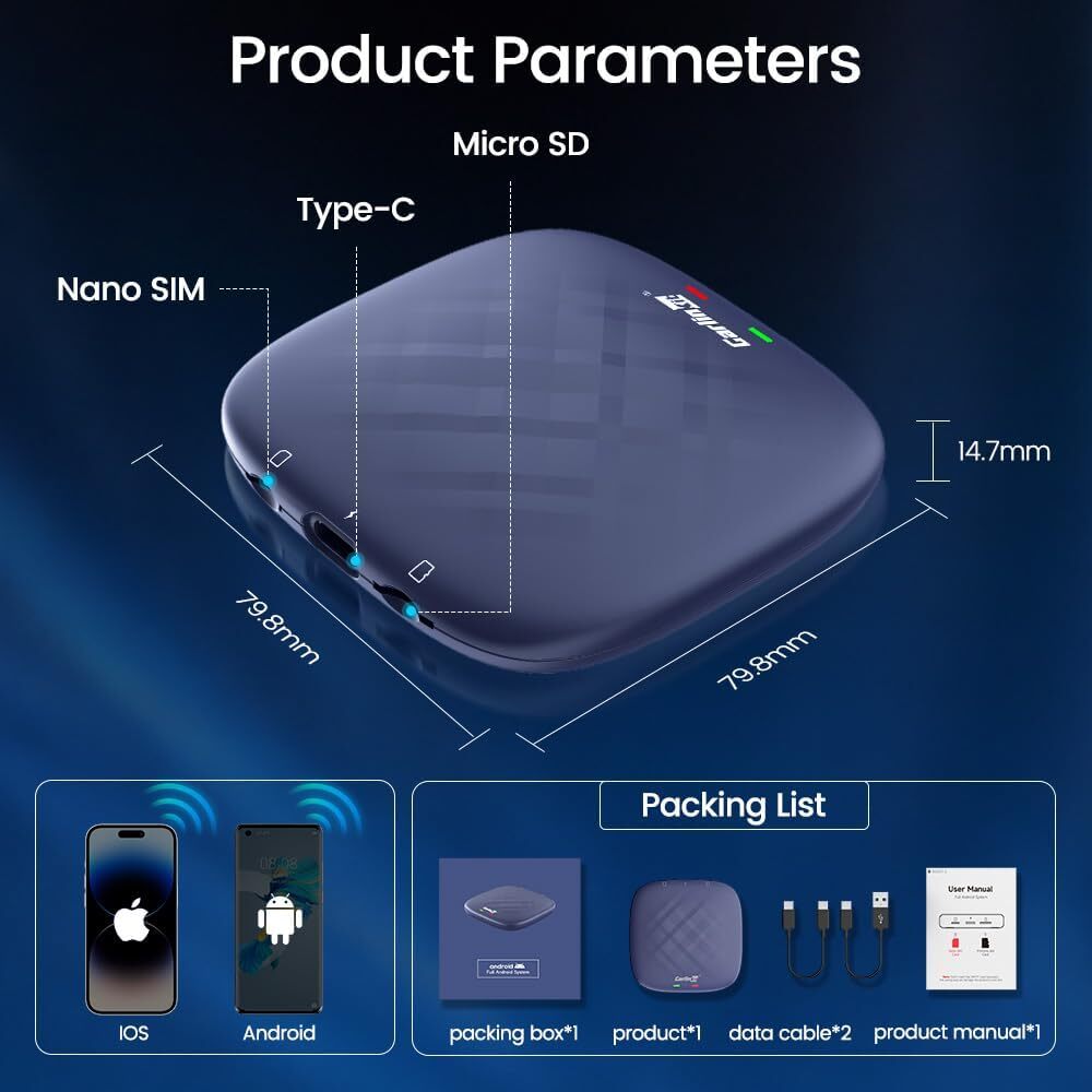 Carplay AI BOX Tbox-S Model Sim Card GPS Navigation 4+64G Wireless Carplay Ai Box Android 13 Car Play