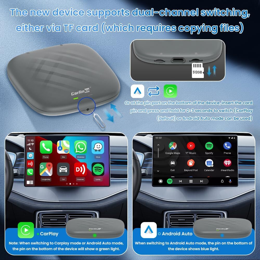 Wireless CarPlay Smart Car Ai Box Tbox Plus 8-Core 8g 128gb with Streaming Apps YouTube Netflix Wifi GPS LTE Android 13