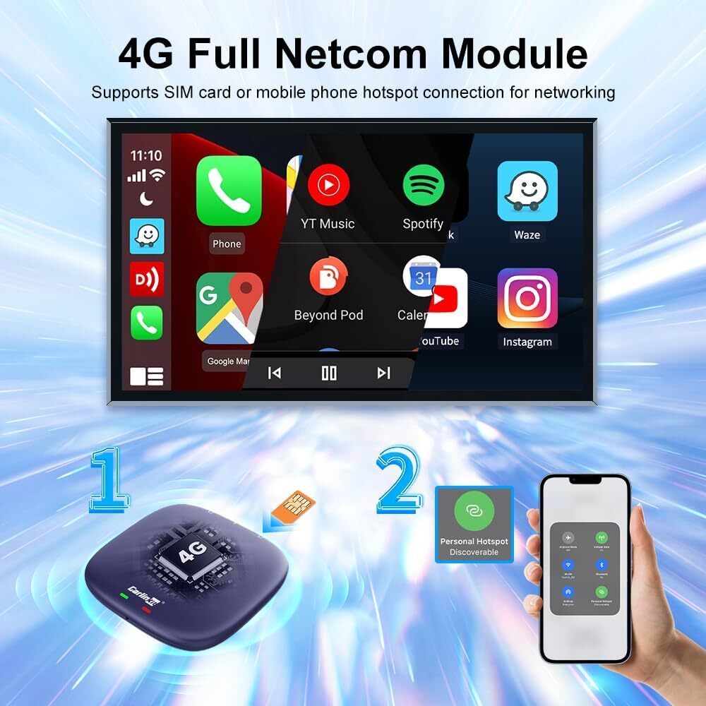 TBox-S Model 64GB GPS Car Android 13 Ai Box Carplay Auto Car Play Wireless Adapter Black Myth Wukong