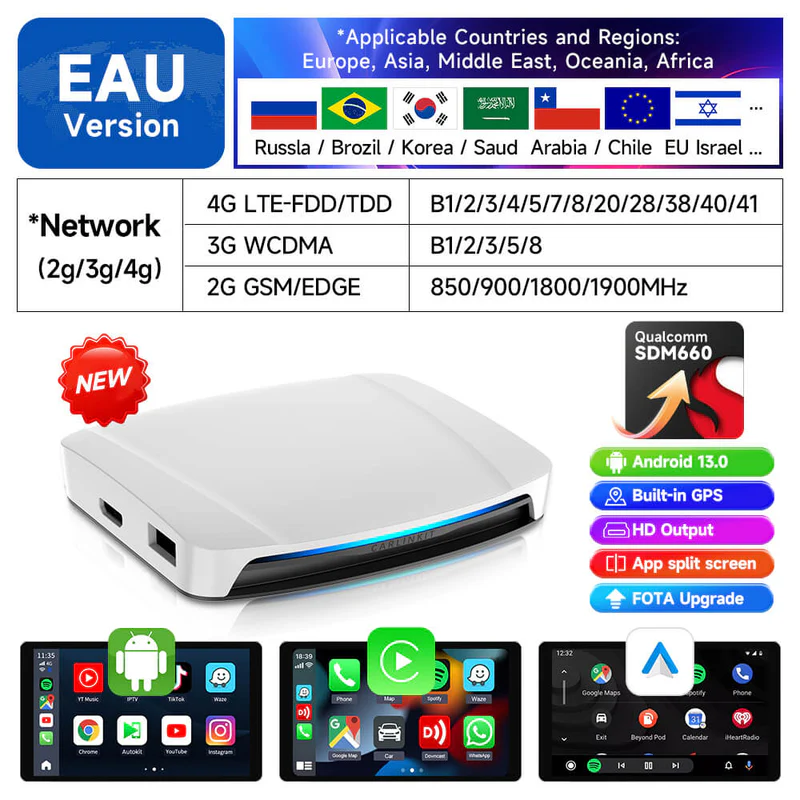 TBox UHD HDMI Wireless Ai Box 128Gb SM6225 Youtube Netflix Car Multimedia Play Carlink