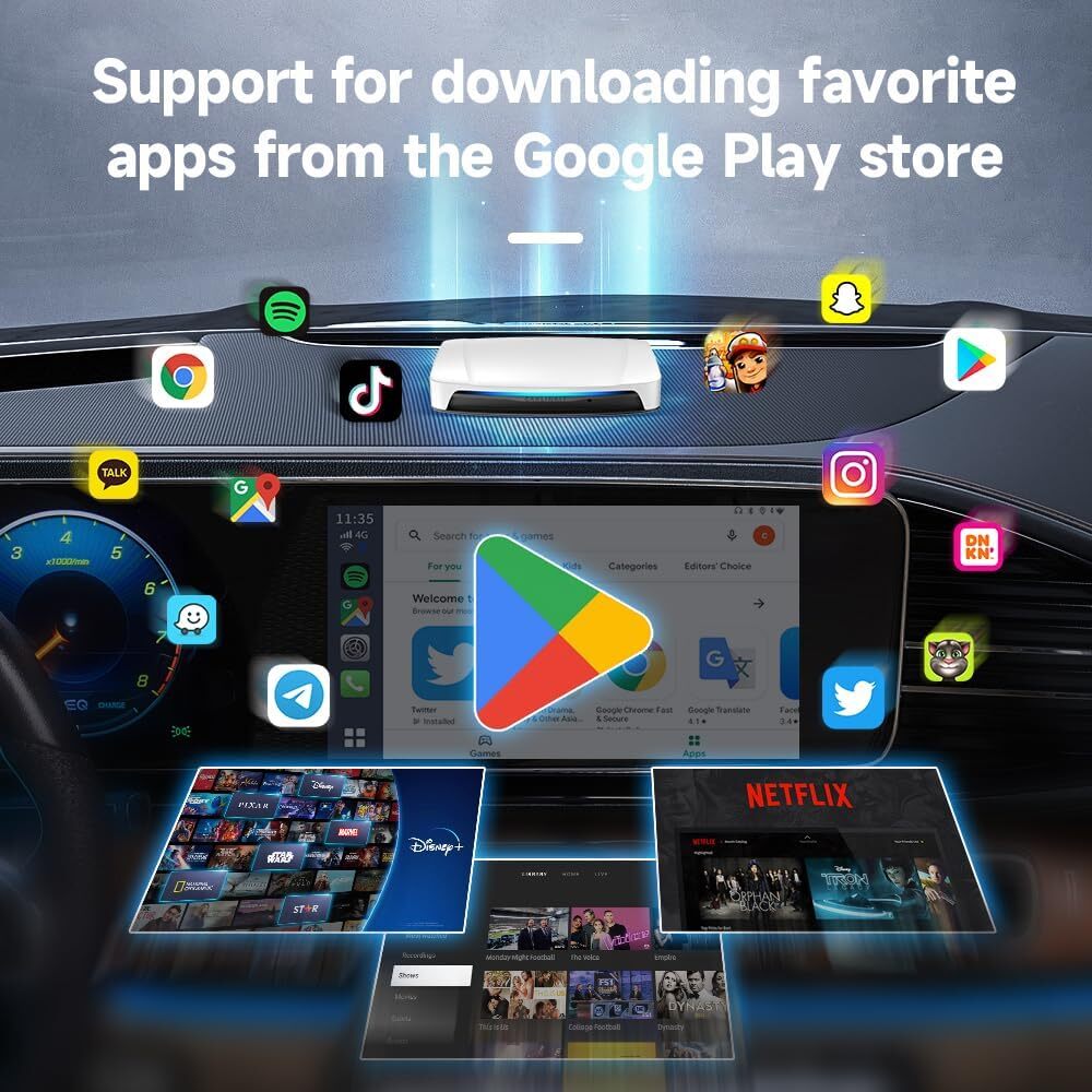 Android 13 HDMI Output TBox UHD Android Auto CarPlay AI Box SM6225 8G 128Gb Support Youtube Netflix