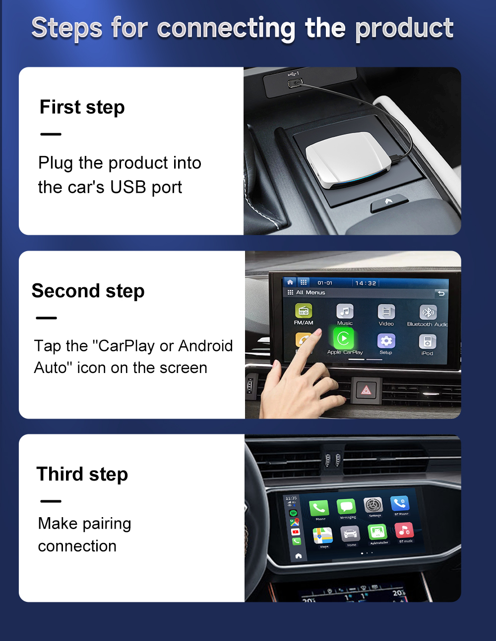 Carplay Andriod Auto CPC200-TBox UHD Wireless Adapter for Youtube Netflix Video Ai Box USB HDMI Port 4G 64Gb SM6225