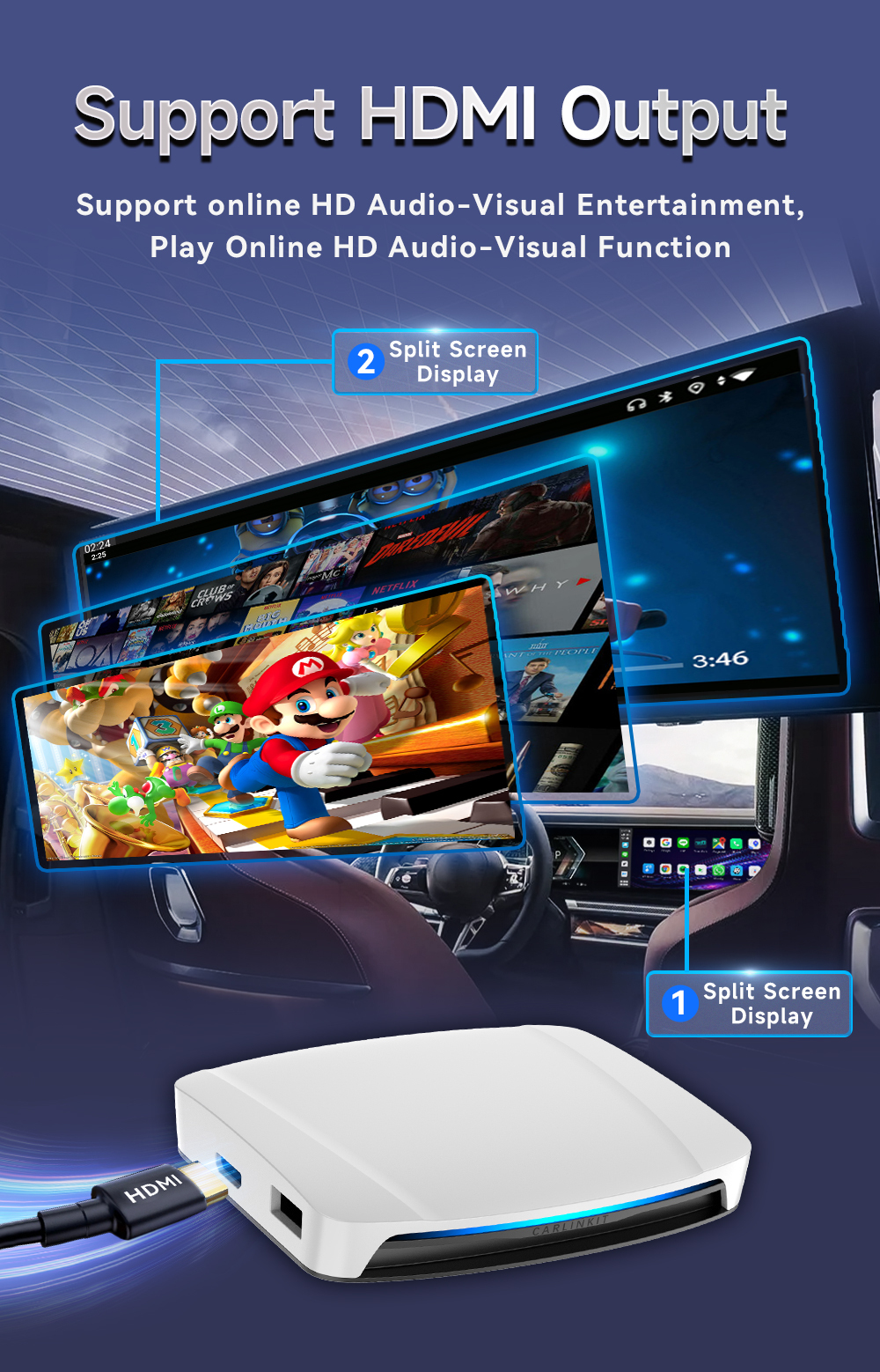 Carplay Android 13 Tbox UHD AI Box HDMI 8Gb 128Gb Adapter SDM660 HDMI Output For Netflix Youtube