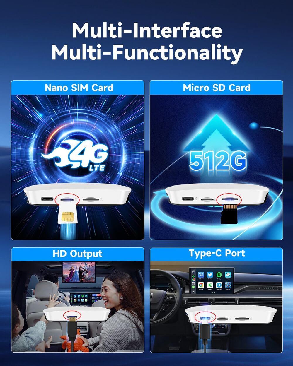 Wired Carplay And Android Auto To Tbox Youtube Netflix Car Multimedia Play Carlink TBox UHD HDMI Wireless Ai Box