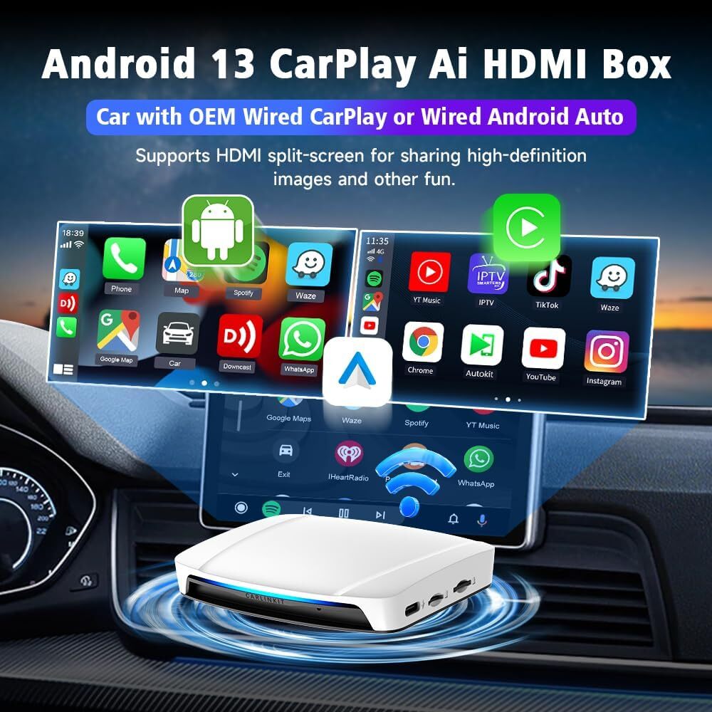 Tbox UHD USB HDMI Port 8G 128Gb SDM660 Android 13 CarPlay Video Ai Box Wireless Adapter For Wireless Youtube Netflix
