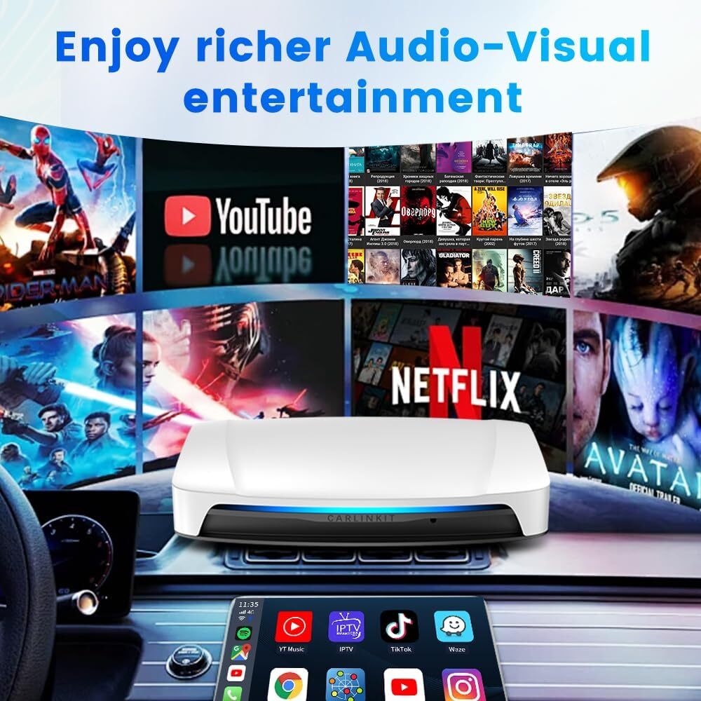 Carplay And Andriod Auto Ai Smart Box Wireless Video For Netflix Youtube Carplay Android 13 Tbox UHD SDM660 HDMI 4Gb 64Gb