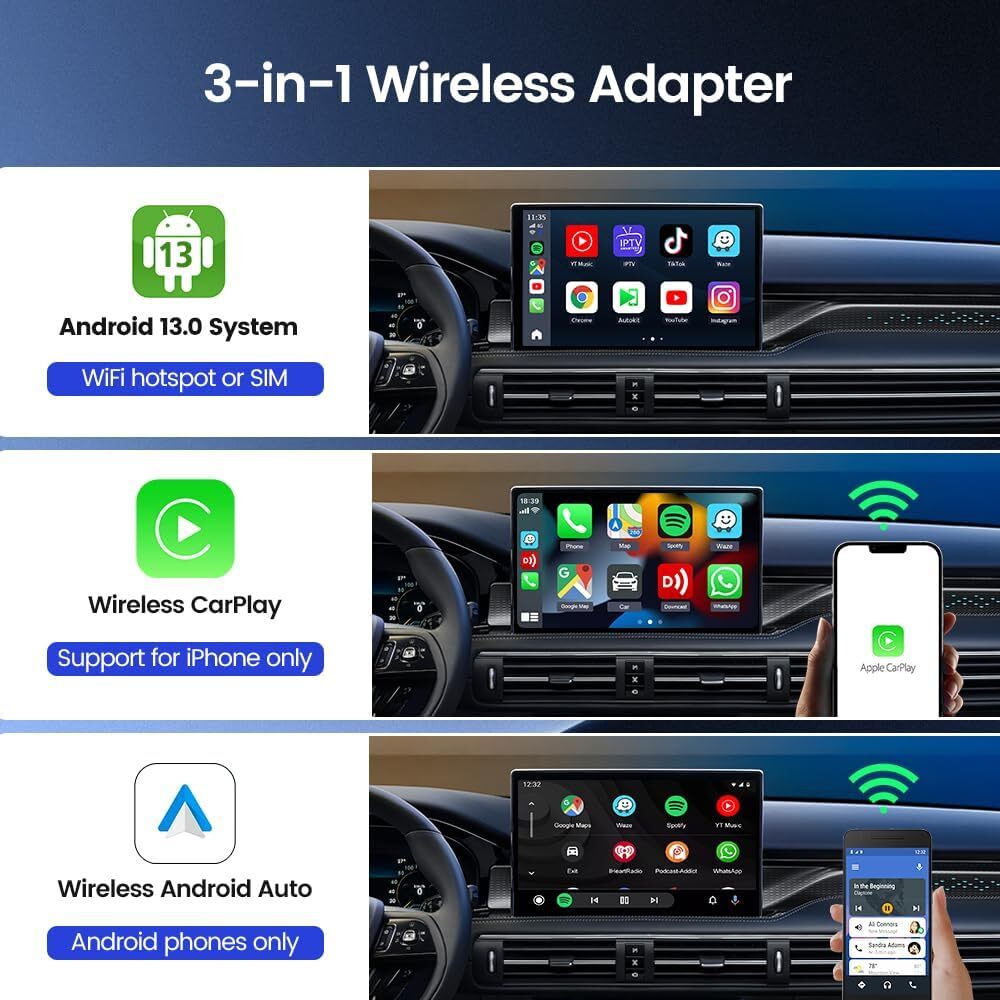 Carplay And Andriod Auto Ai Smart Box Wireless Video For Netflix Youtube Carplay Android 13 Tbox UHD SDM660 HDMI 4Gb 64Gb