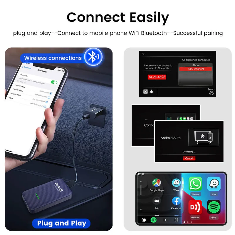 Portable android auto apple carplay wireless Smart Dongle Adapter CP2A Multimedia Box