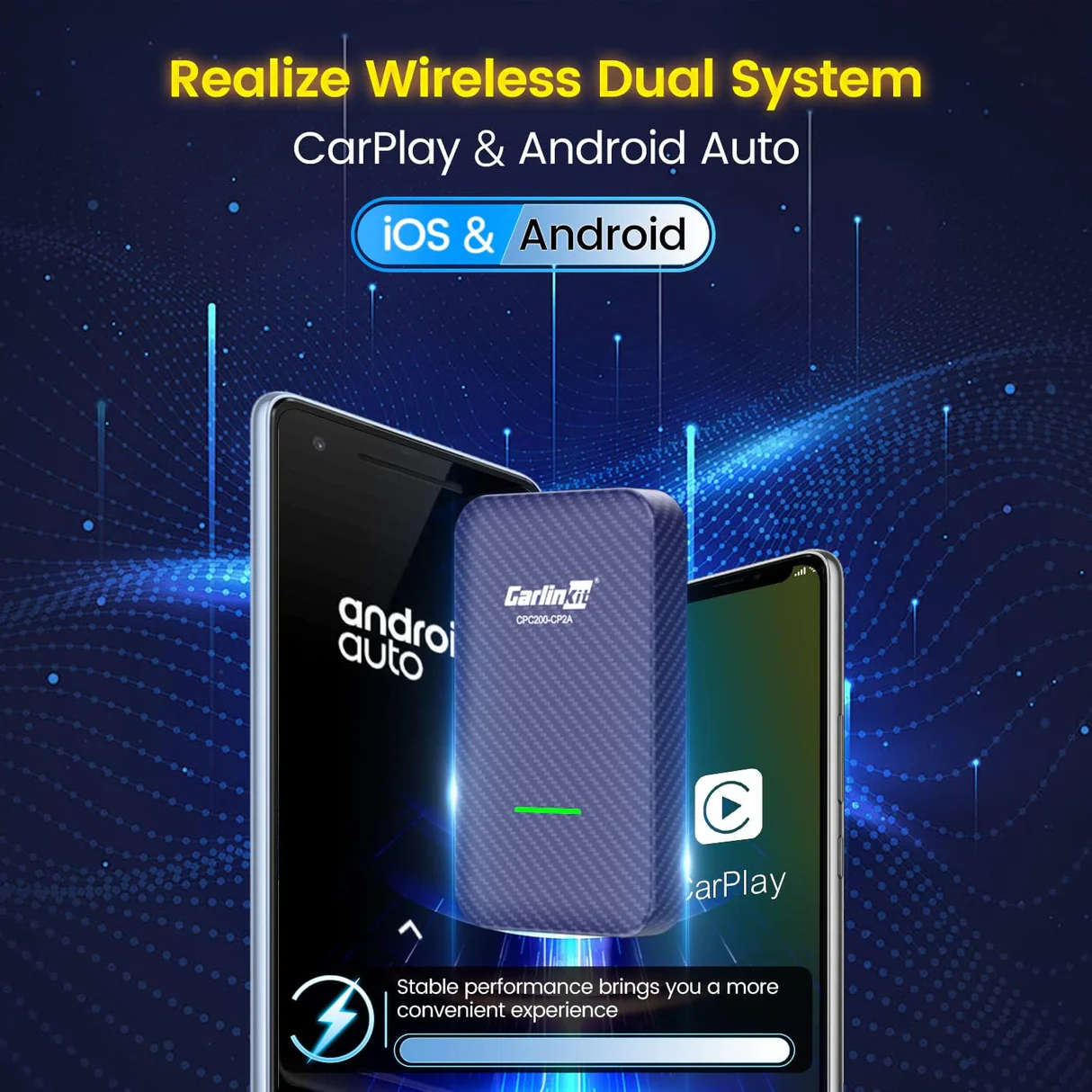 Wired Carplay To Wireless And Android Auto Adapter 5.8 GHz CP2A Plug And Play For Factory Wired Cars