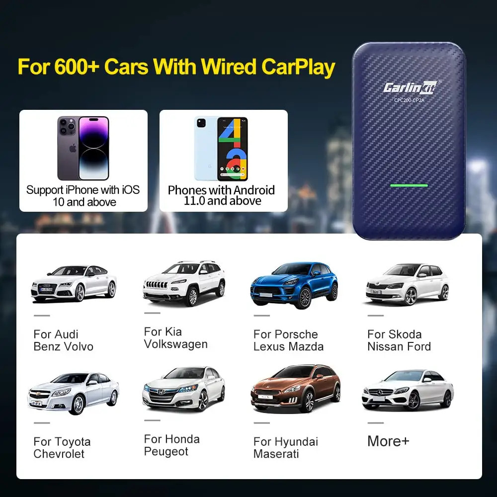 Wired Carplay To Wireless And Android Auto Carlinkit 4.0 CP2A Retrofit Module USB Dongle Fast Speed