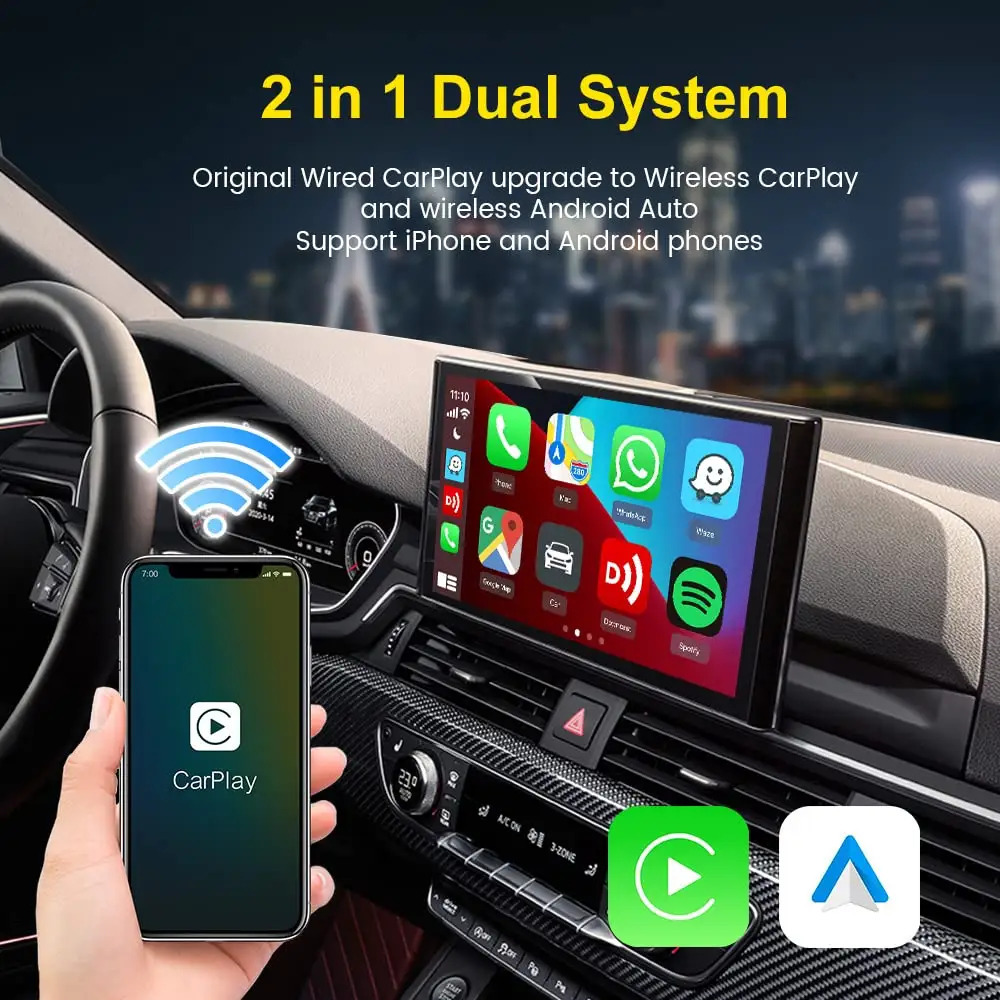 Portable CP2A Carplay And Android Auto Wireless Adapter Ai Box Plug And Play For Golf 7 Golf 6