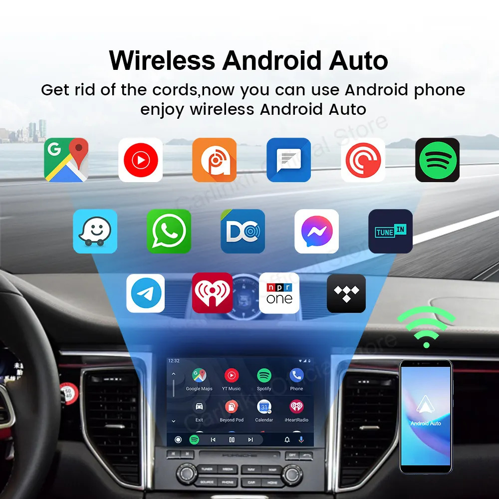 CP2A Wireless Carplay Android Auto 2 In 1 Adapter Dongle Plug and Play iPhone 6 iOS 10 above