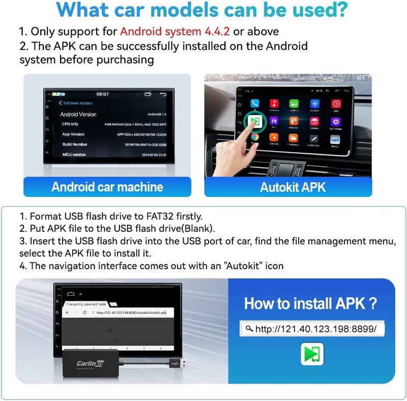 CCPA Wireless Adapter For Android Car Radio Support Touch Controls And Wired Mirroring