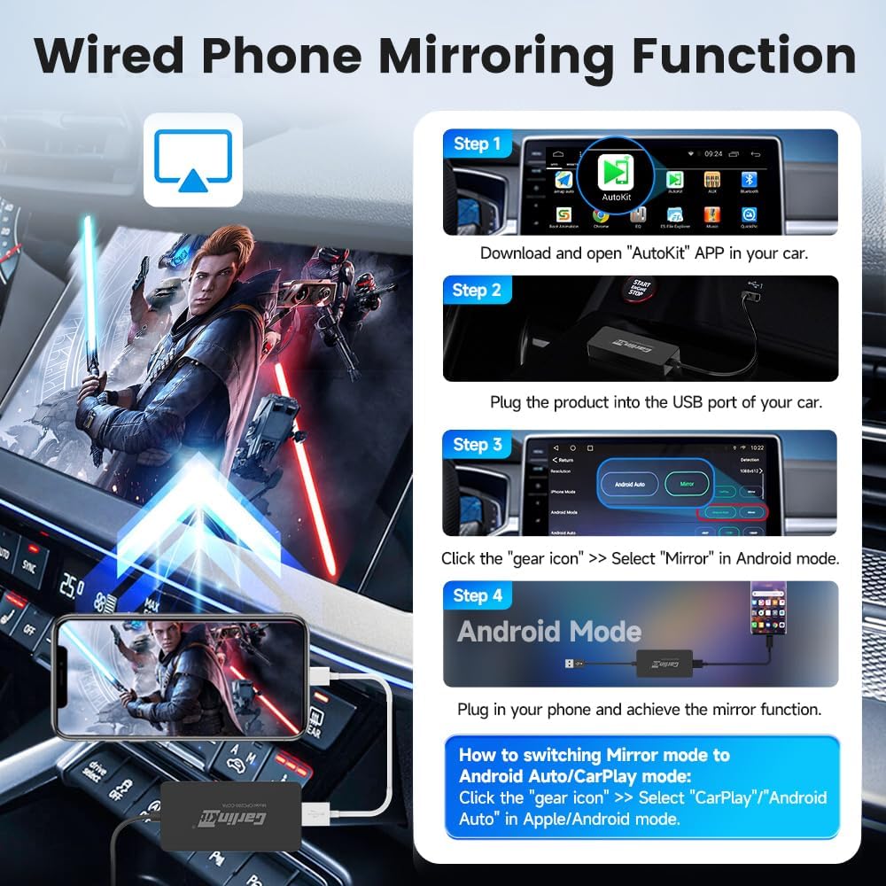 Android 4.4+ to Wireless Carplay and Android Auto Adapter Dongle CCPA Car Android Box