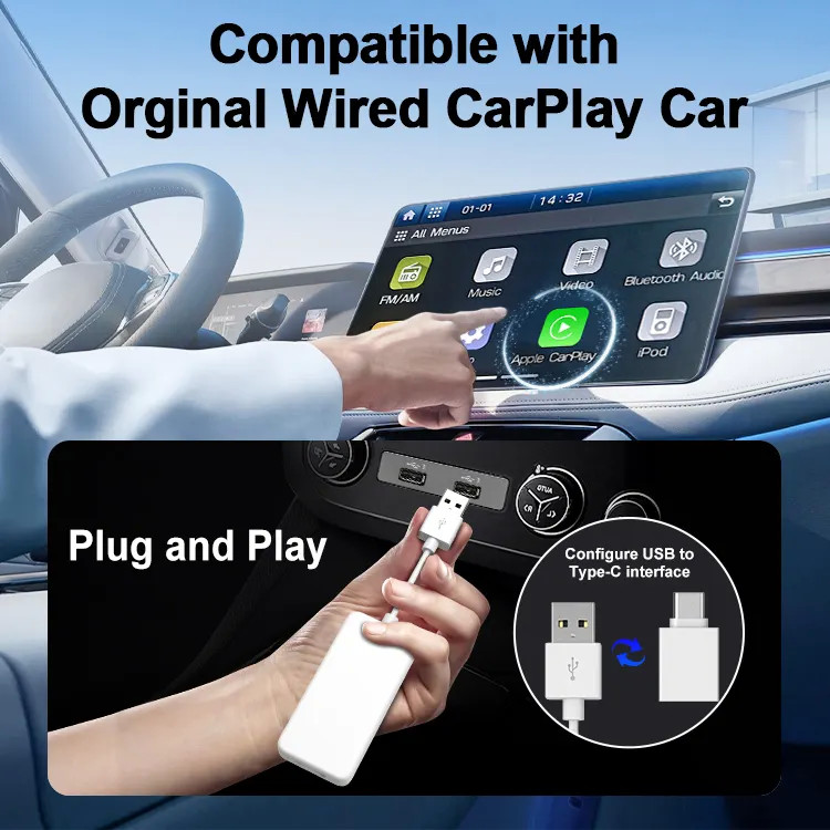 HD2CP Wired Carplay to HDMI 1080P Orginal Wired Dongle Car Fire TV Stick Video Multimedia Adapter
