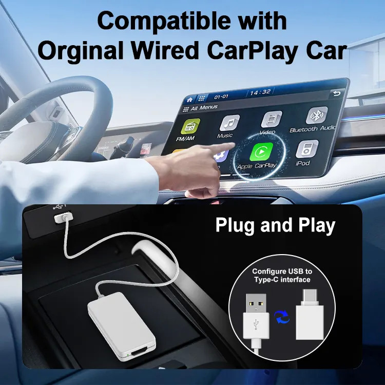 HD2CP CarPlay To HDMI Conversion Box 1080P Car TV Mate Adapter Bluetooth Connectivity