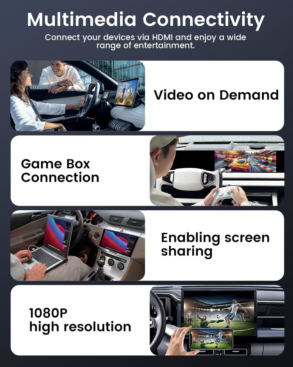 HD2CP Carplay to HDMI Adapter Conversion Box Dongle Multi Media Car Fire TV Stick Mate Video Input 1080P