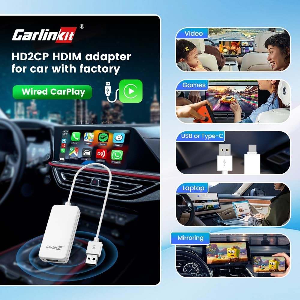 Carplay To HDMI HD2CP Carplay Hdmi Video Input Conversion Box 1080P 720P Multimedia Adapter Car Tv Mate Dongle