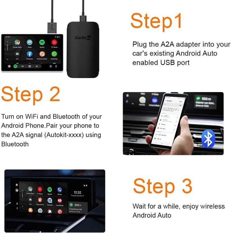 Android Auto Wired To Wireless Adapter Smart Ai Box Plug And Play Dongle CPC200-A2A
