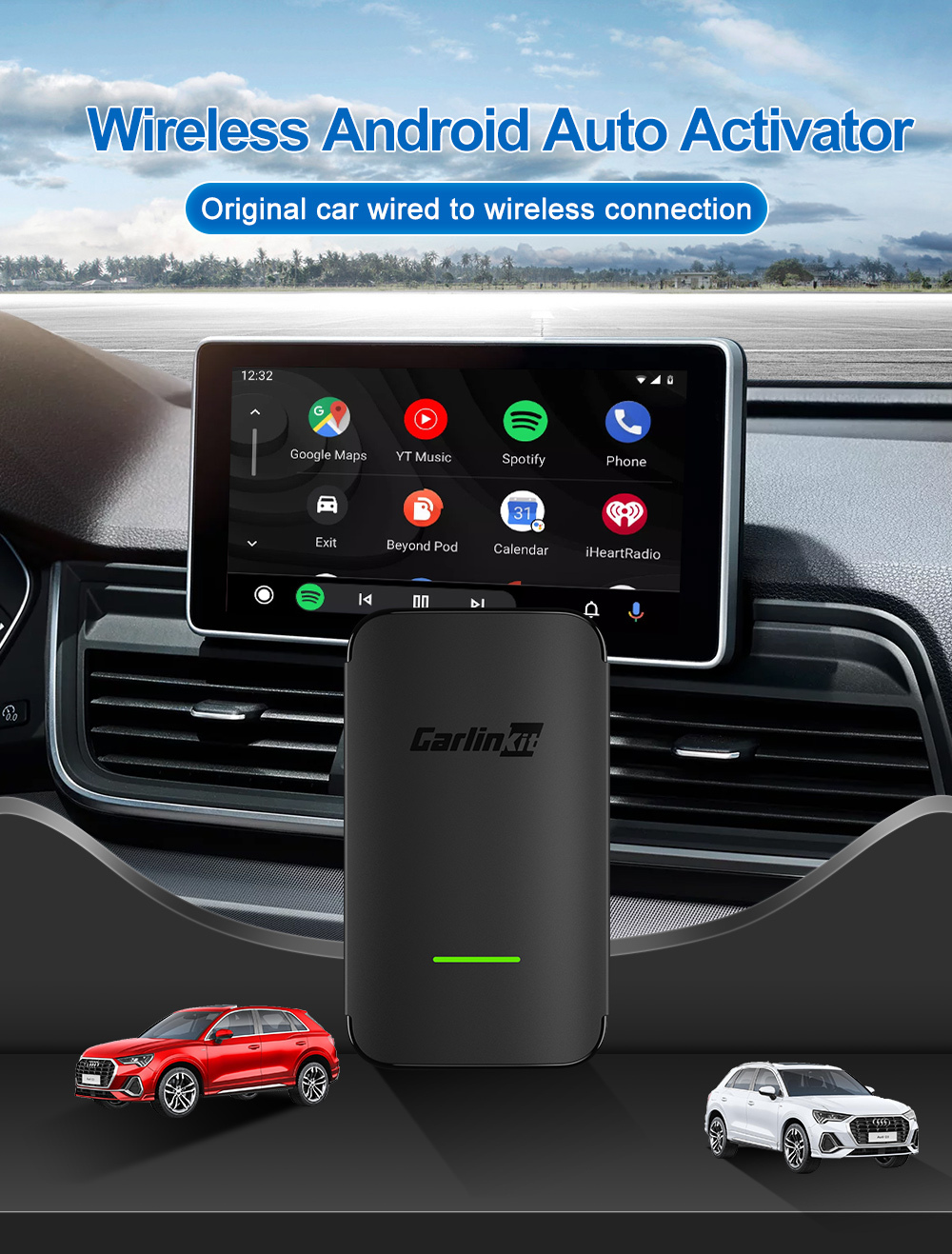 A2A Wired Android Auto To Wireless Android Auto Ai Box Dongle For Online Navigation Music Playback