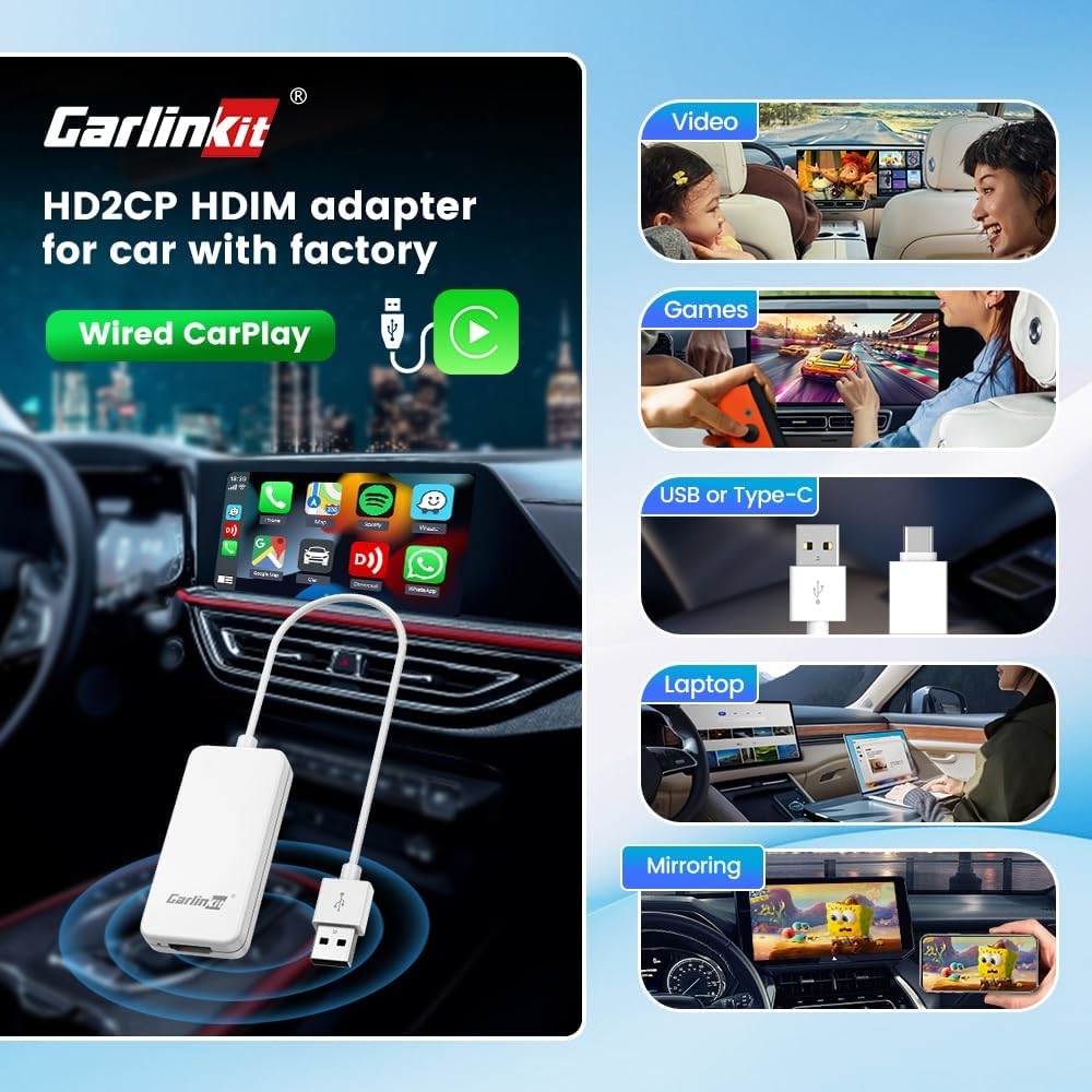 Wired Carplay Upgrade HDMI HD2CP Carplay Android Auto Phone Link Carplay USB Adapter