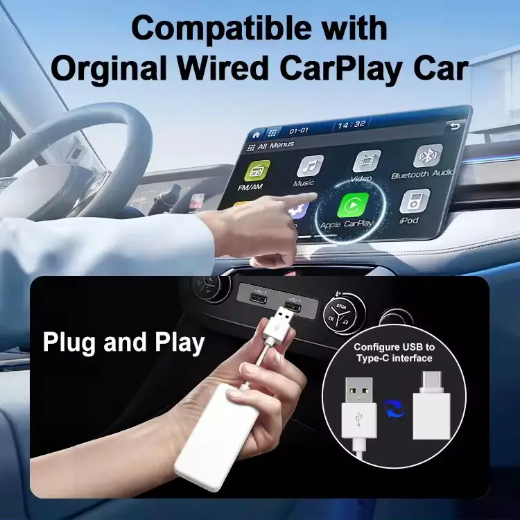 Carplay To HDMI HD2CP Carplay Hdmi Video Input Conversion Box 1080P 720P Multimedia Adapter Car Tv Mate Dongle
