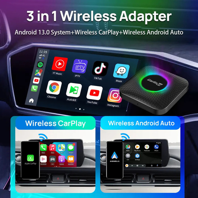 Multi Media Cpc200 Tbox Ambient 128Gb SDM660 Wireless Car Play Adapter Box Youtube Carplay netflix Carlinkit Ai Smart magicbox